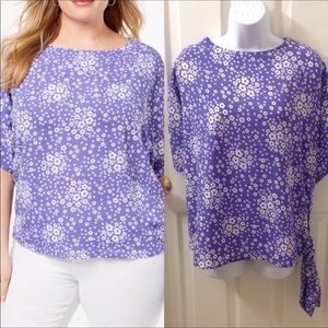 Michael Kors Lavender Floral Print Side Tie Top